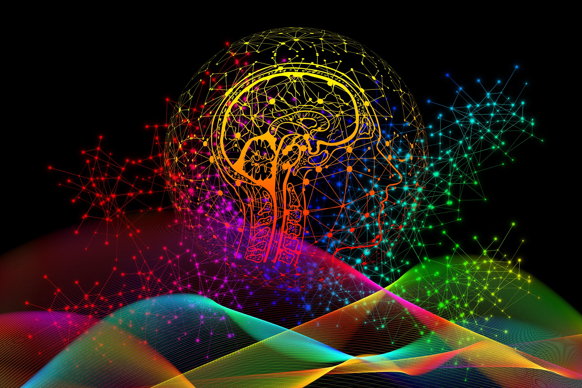 Illustration representing neuroplasticity and rewiring the brain